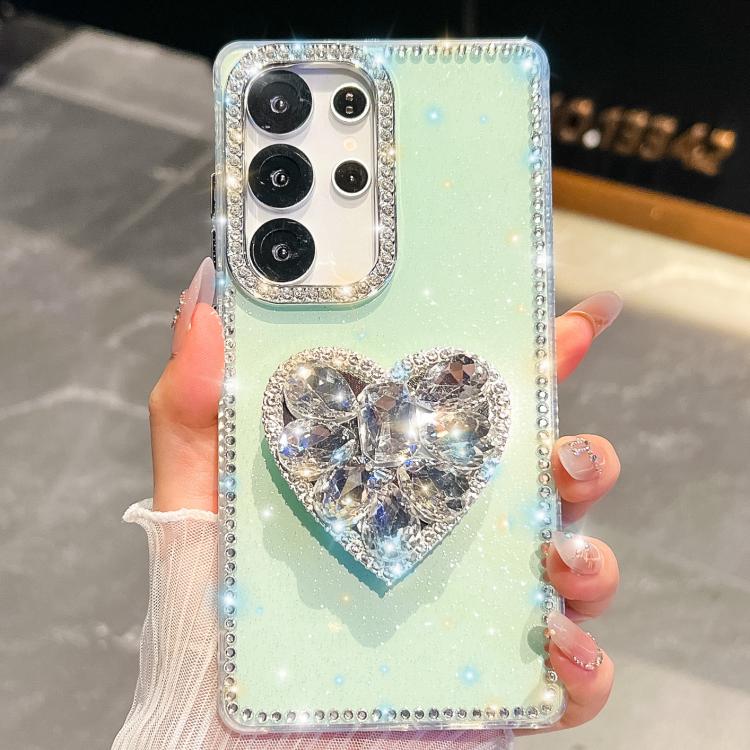 For Samsung Galaxy S26 Ultra 5G Diamond Glitter Gemstone Heart Holder Phone Case
