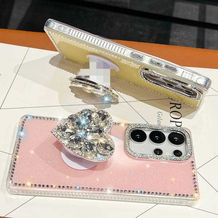 For Samsung Galaxy A56 5G Diamond Glitter Gemstone Heart Holder Phone Case