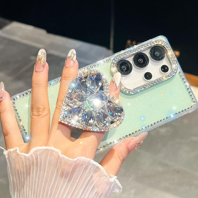 For Samsung Galaxy A56 5G Diamond Glitter Gemstone Heart Holder Phone Case
