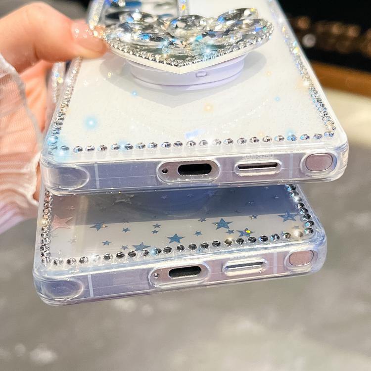 For Samsung Galaxy A56 5G Diamond Glitter Gemstone Heart Holder Phone Case