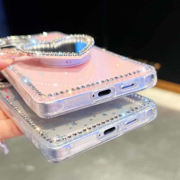 For Samsung Galaxy A26 5G Diamond Glitter Mirror Heart Holder Phone Case