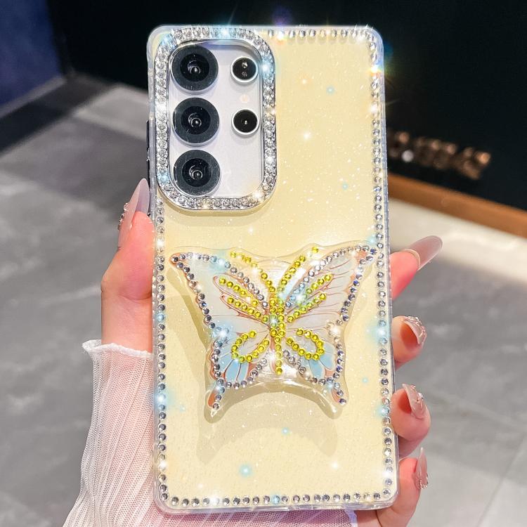 For Samsung Galaxy S25 Ultra 5G Diamond Glitter Butterfly Holder Phone Case