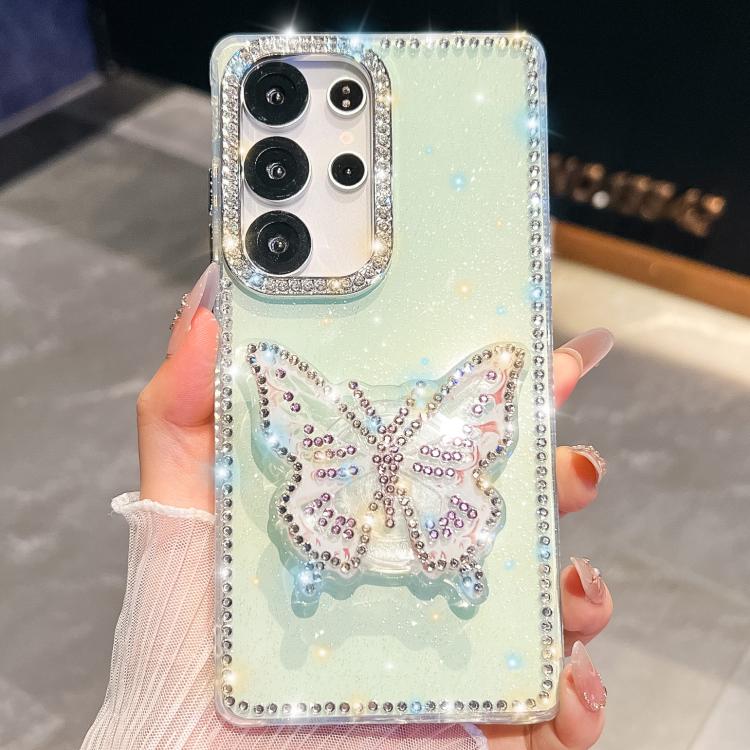 For Samsung Galaxy S25 Ultra 5G Diamond Glitter Butterfly Holder Phone Case
