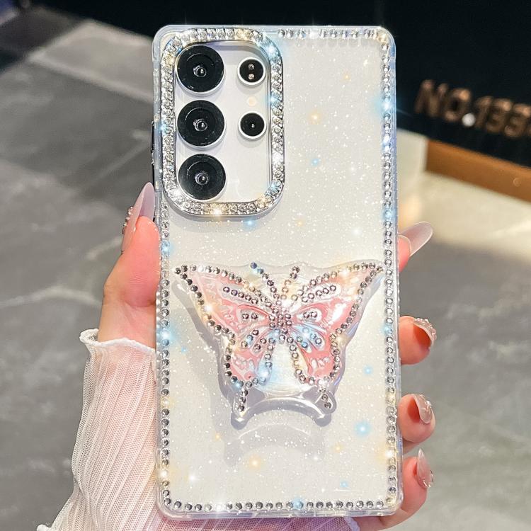 For Samsung Galaxy S25 Ultra 5G Diamond Glitter Butterfly Holder Phone Case