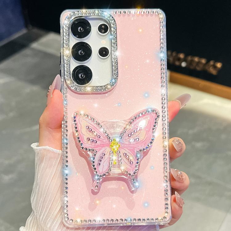 For Samsung Galaxy S24 Ultra 5G Diamond Glitter Butterfly Holder Phone Case