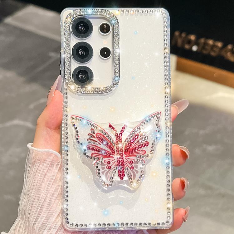 For Samsung Galaxy S24 Ultra 5G Diamond Glitter Butterfly Holder Phone Case