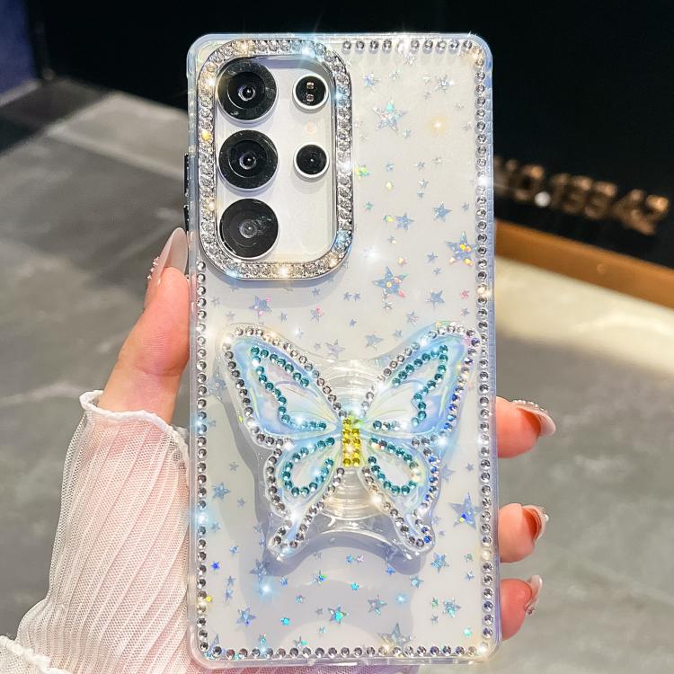 For Samsung Galaxy S24 Ultra 5G Diamond Glitter Butterfly Holder Phone Case