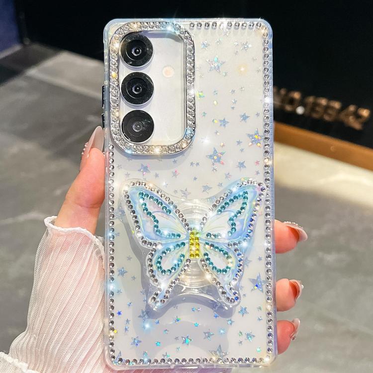 For Samsung Galaxy A07 5G Diamond Glitter Butterfly Holder Phone Case