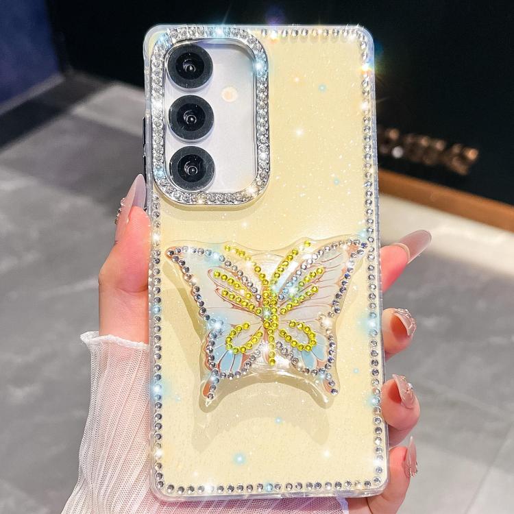 For Samsung Galaxy A17 5G Diamond Glitter Butterfly Holder Phone Case