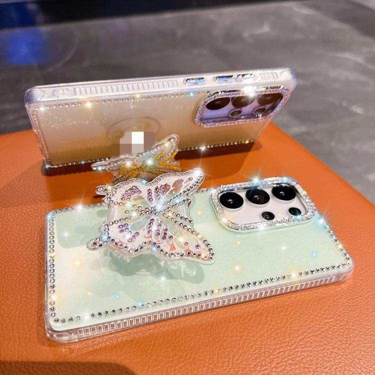 For Samsung Galaxy A16 5G Diamond Glitter Butterfly Holder Phone Case