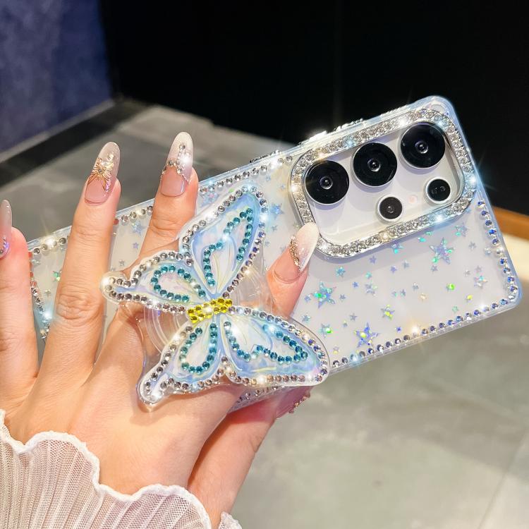 For Samsung Galaxy S24 FE 5G Diamond Glitter Butterfly Holder Phone Case