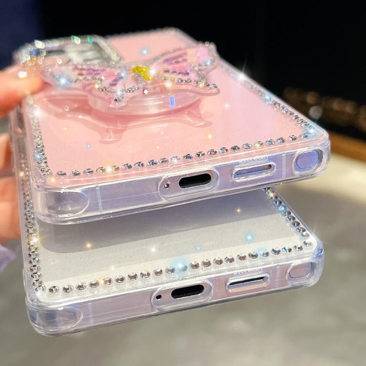 For Samsung Galaxy A16 5G Diamond Glitter Butterfly Holder Phone Case