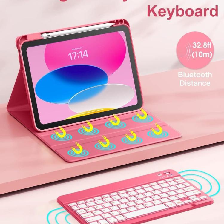For iPad 2025 Bluetooth Keyboard Silicone Leather Tablet Case with Pen Slot