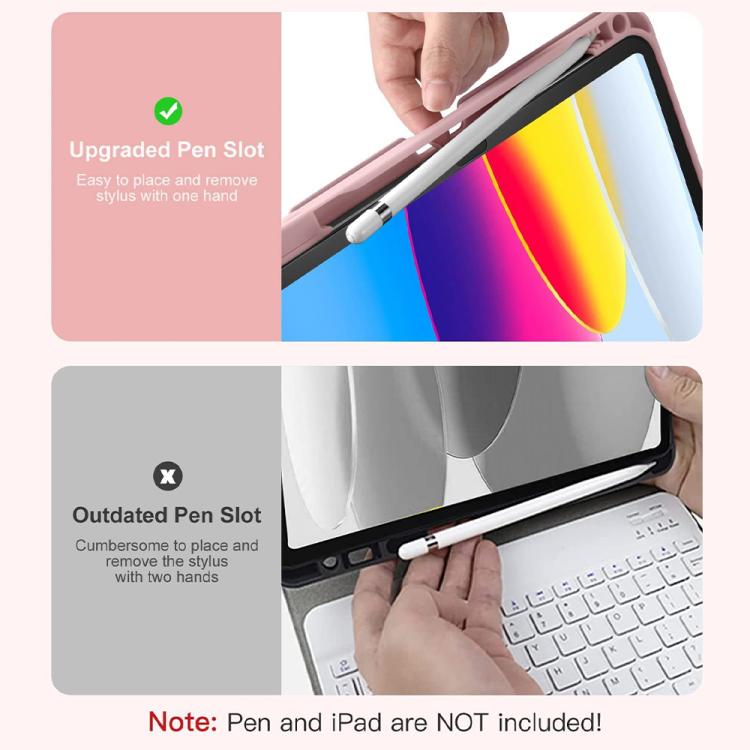 For iPad 2025 Bluetooth Keyboard Silicone Leather Tablet Case with Pen Slot