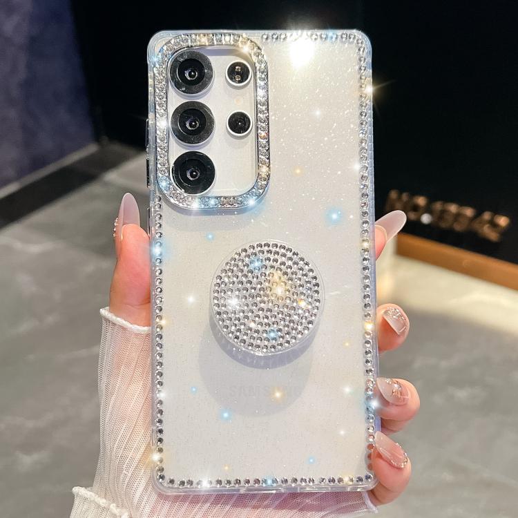 For Samsung Galaxy S25 Ultra 5G Diamond Glitter Diamond Round Holder Phone Case
