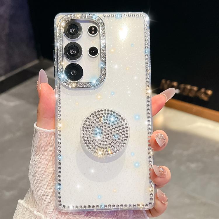 For Samsung Galaxy S24 Ultra 5G Diamond Glitter Diamond Round Holder Phone Case