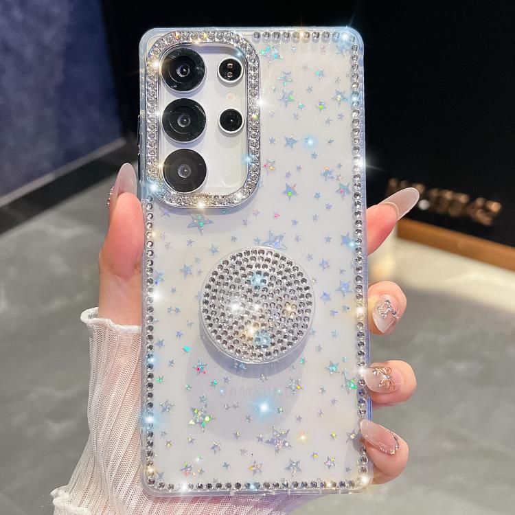 For Samsung Galaxy S24 Ultra 5G Diamond Glitter Diamond Round Holder Phone Case