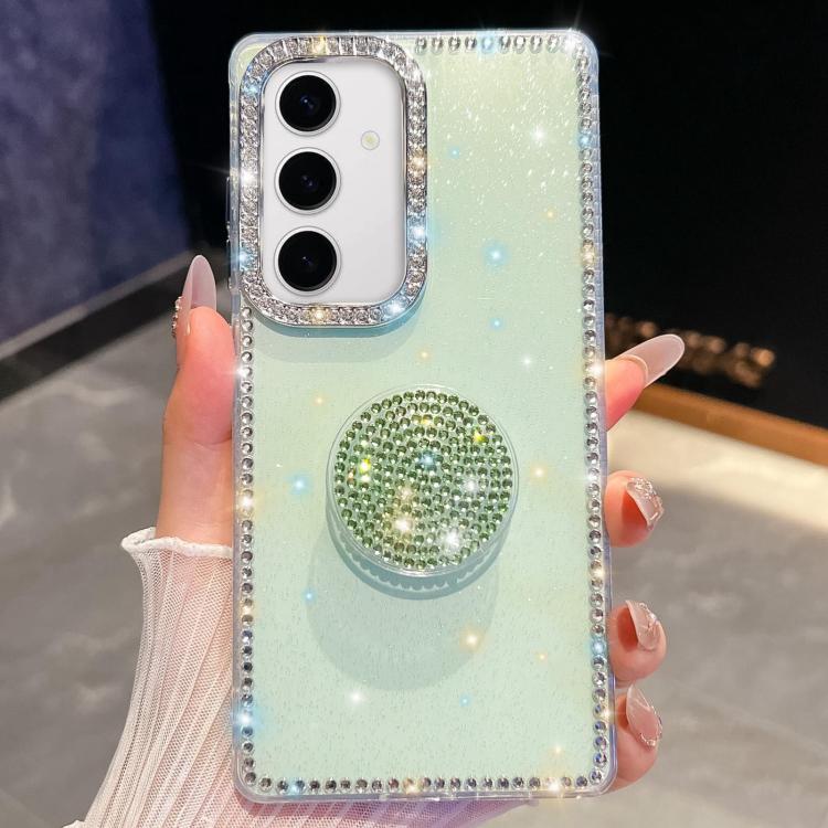 For Samsung Galaxy S24 5G Diamond Glitter Diamond Round Holder Phone Case