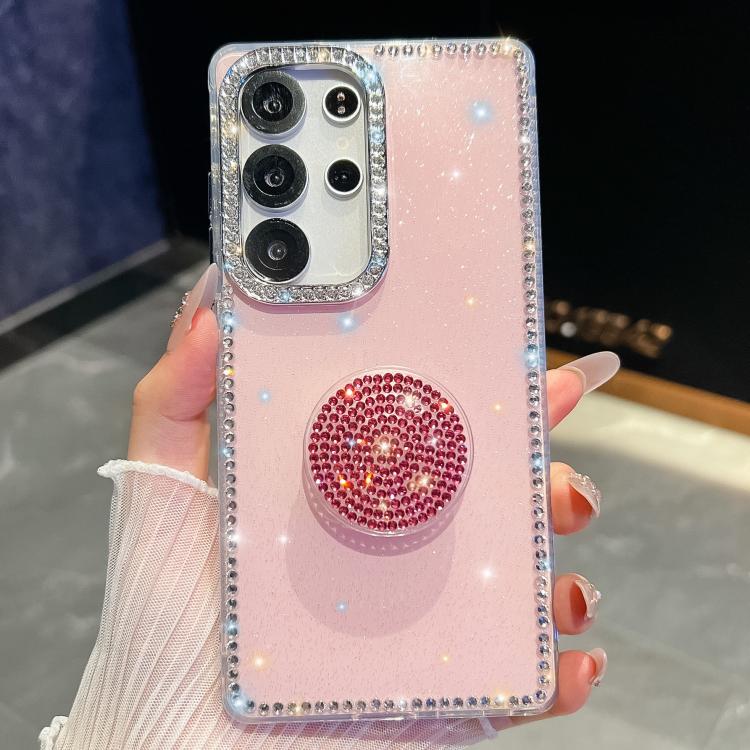 For Samsung Galaxy S23 Ultra 5G Diamond Glitter Diamond Round Holder Phone Case