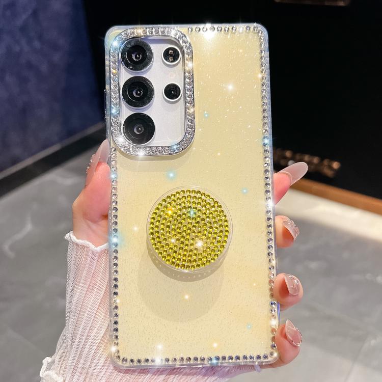 For Samsung Galaxy S23 Ultra 5G Diamond Glitter Diamond Round Holder Phone Case