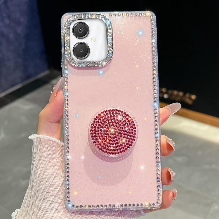 For Samsung Galaxy A07 5G Diamond Glitter Diamond Round Holder Phone Case