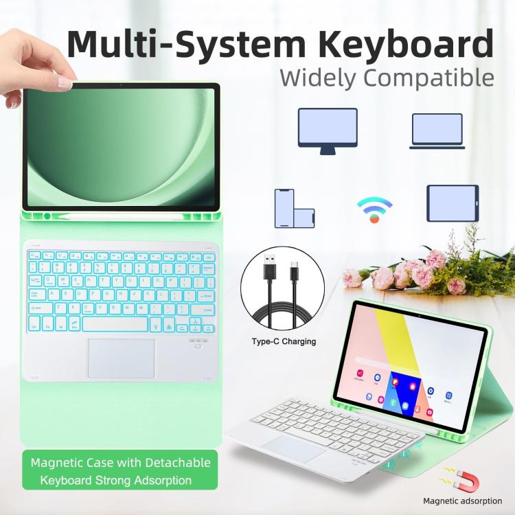 For Samsung Galaxy Tab S8 Ultra / S9 Ultra Touch Bluetooth Colorful Backlit Keyboard Case