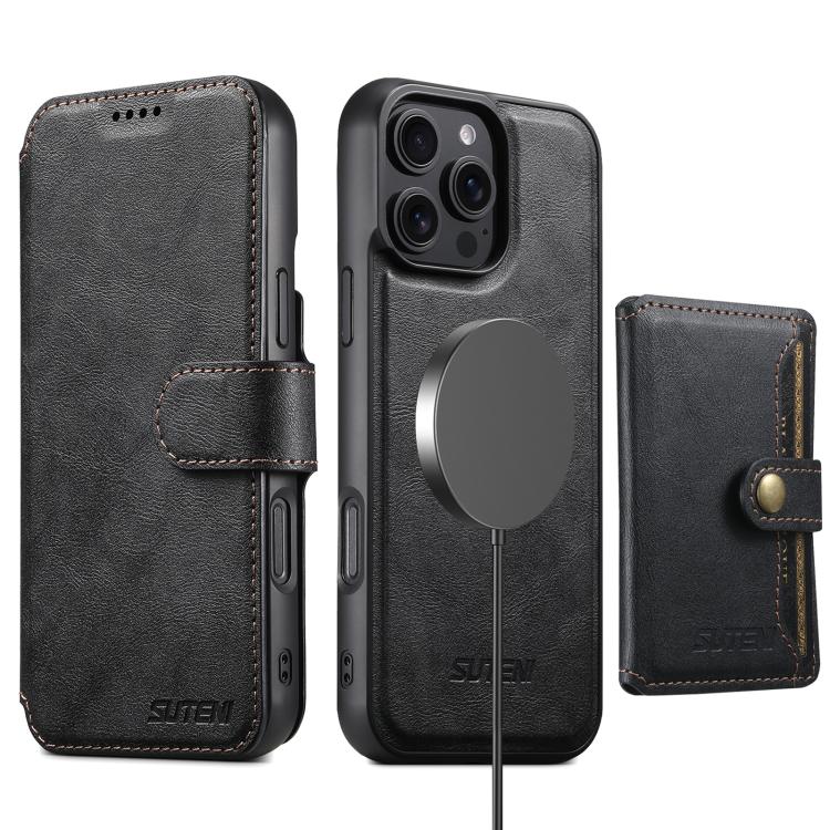 For iPhone 13 Suteni Q05S1 3-in-1 Detachable Wallet MagSafe Leather Phone Case