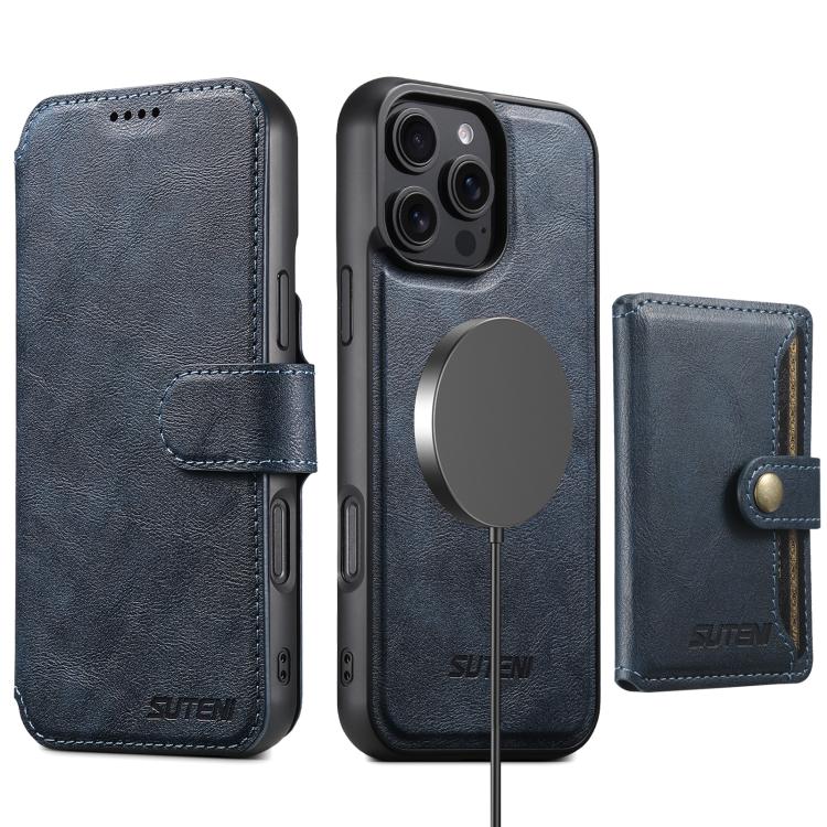For iPhone 13 Suteni Q05S1 3-in-1 Detachable Wallet MagSafe Leather Phone Case