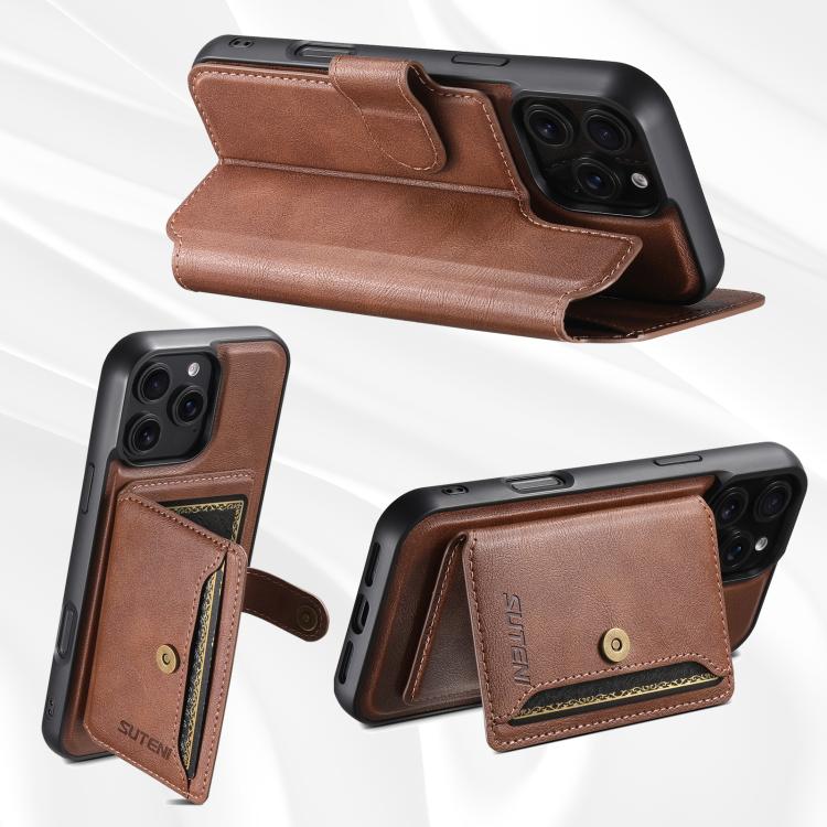 For iPhone 15 Plus Suteni Q05S1 3-in-1 Detachable Wallet MagSafe Leather Phone Case