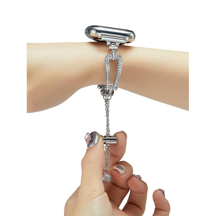 For Apple Watch 46mm / 49mm / 45mm / 44mm U-Shaped Diamond Bracelet Zinc Alloy Watch Band