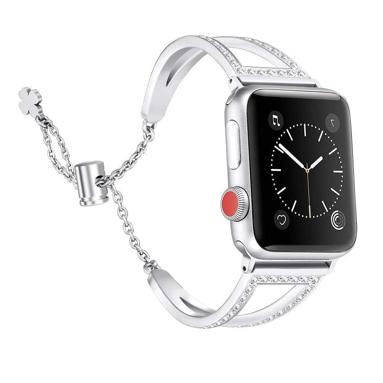 For Apple Watch 46mm / 49mm / 45mm / 44mm V-Shaped Diamond Zinc Alloy Watch Band