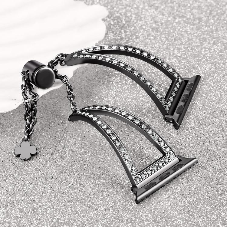 For Apple Watch 42mm / 41mm / 40mm / 38mm V-Shaped Diamond Zinc Alloy Watch Band