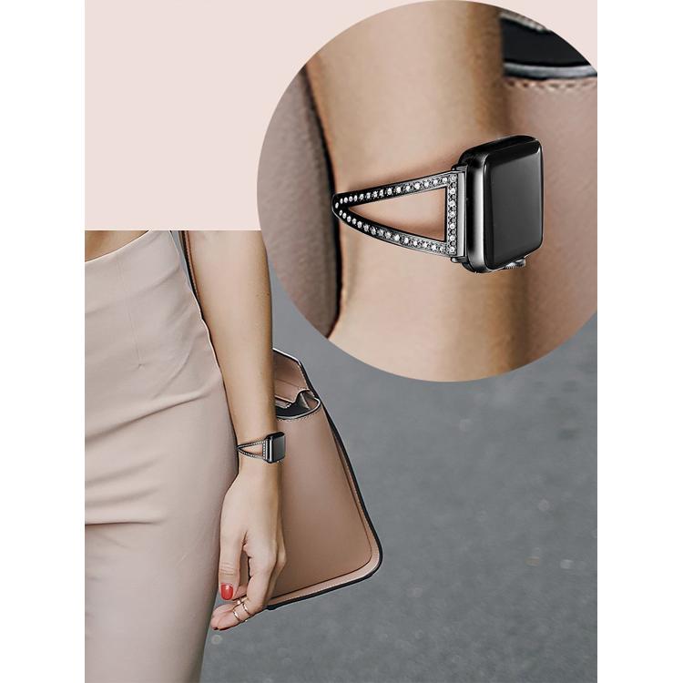 For Apple Watch 42mm / 41mm / 40mm / 38mm V-Shaped Diamond Zinc Alloy Watch Band