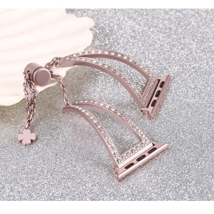 For Apple Watch 42mm / 41mm / 40mm / 38mm V-Shaped Diamond Zinc Alloy Watch Band