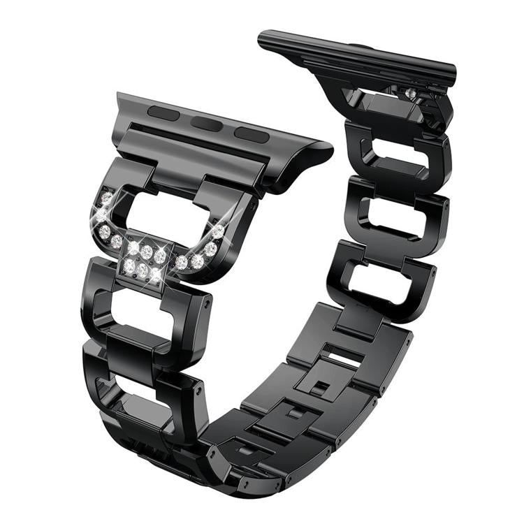 For Apple Watch 42mm / 41mm / 40mm / 38mm Square Diamond Zinc Alloy Watch Band