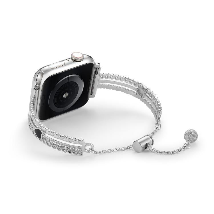 For Apple Watch 46mm / 49mm / 45mm / 44mm White Stone Love Bracelet Zinc Alloy Watch Band