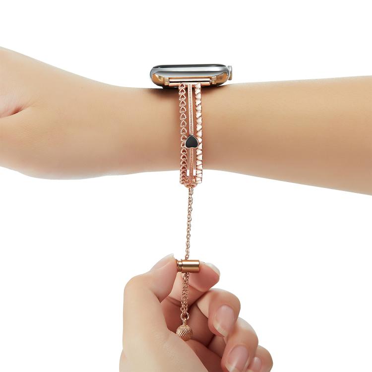 For Apple Watch 46mm / 49mm / 45mm / 44mm White Stone Love Bracelet Zinc Alloy Watch Band