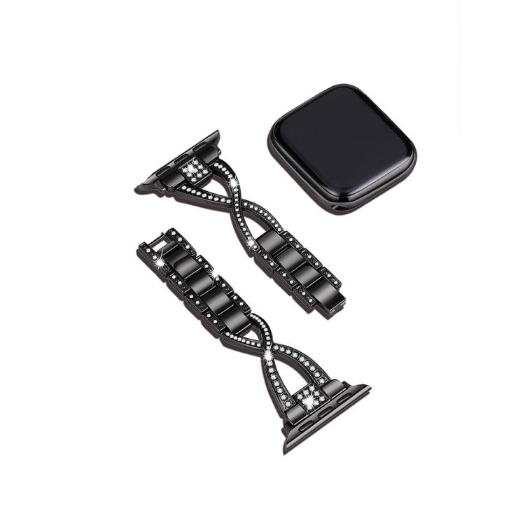 For Apple Watch 46mm / 49mm / 45mm / 44mm Crossed Diamond Zinc Alloy Watch Band