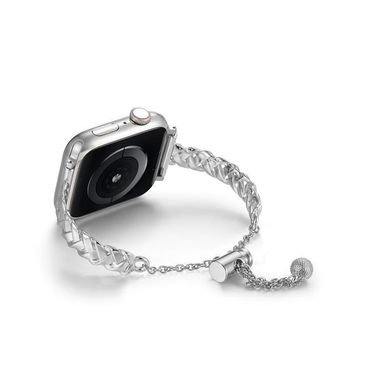 For Apple Watch 46mm / 49mm / 45mm / 44mm Braid Metal Glossy Zinc Alloy Watch Band