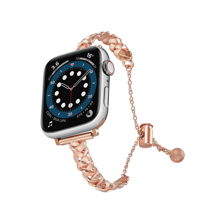For Apple Watch 42mm / 41mm / 40mm / 38mm Braid Metal Glossy Zinc Alloy Watch Band