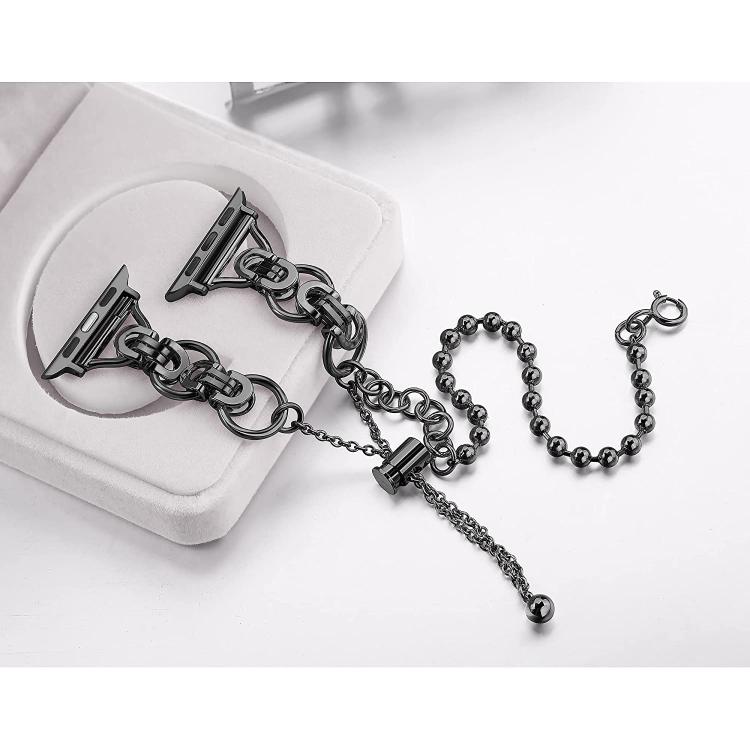 For Apple Watch 46mm / 49mm / 45mm / 44mm Double Circle Beaded Chain Zinc Alloy Watch Band