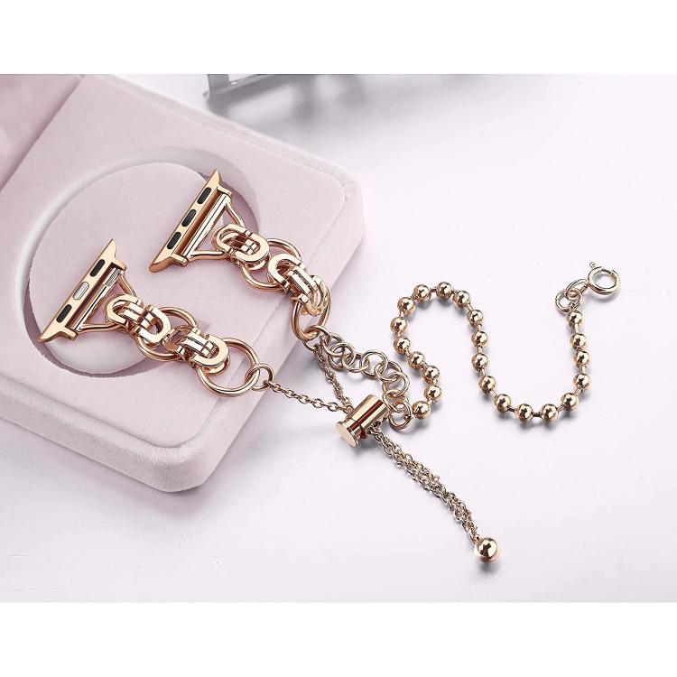 For Apple Watch 46mm / 49mm / 45mm / 44mm Double Circle Beaded Chain Zinc Alloy Watch Band