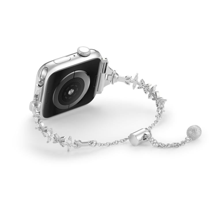 For Apple Watch 46mm / 49mm / 45mm / 44mm Four Leaf Clover Diamond Zinc Alloy Watch Band