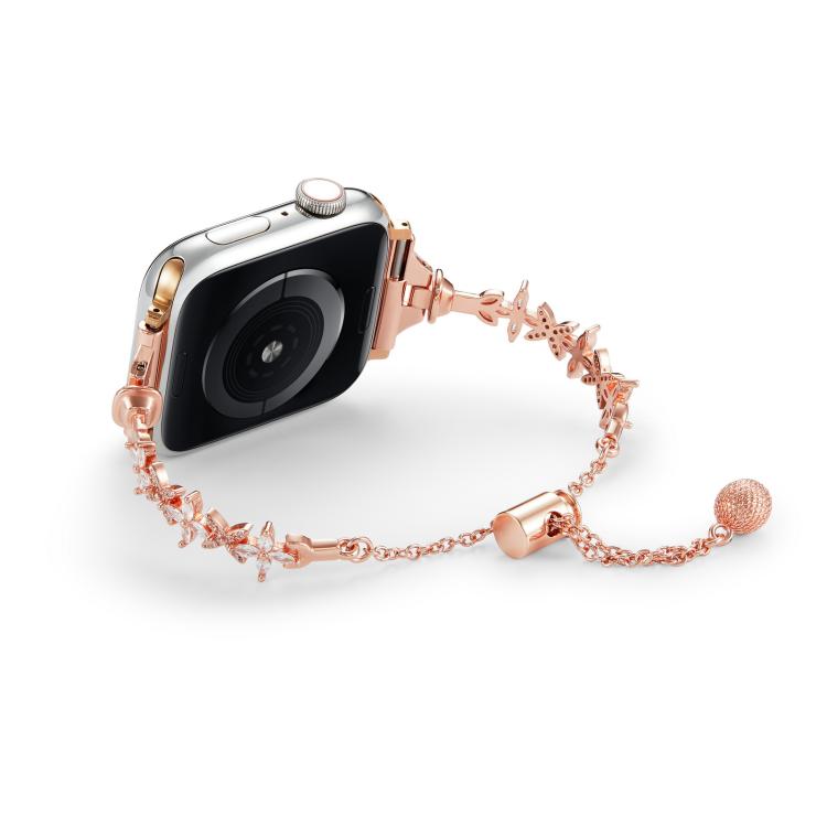 For Apple Watch 46mm / 49mm / 45mm / 44mm Four Leaf Clover Diamond Zinc Alloy Watch Band