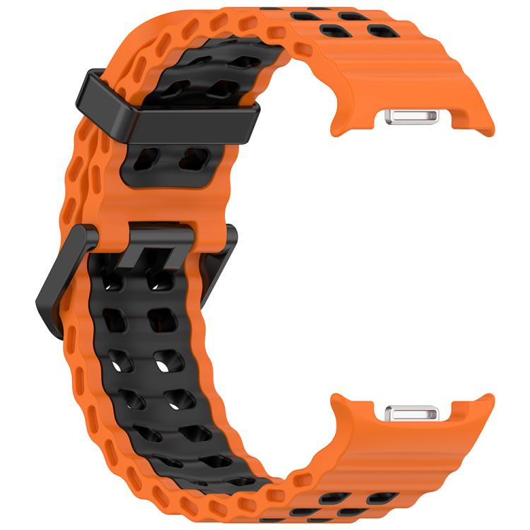For Samsung Galaxy Watch8 / Watch8 Classic Marine Dual Buckle Two Color Silicone Watch Band