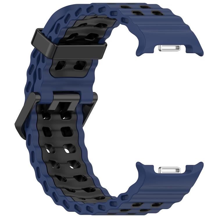 For Samsung Galaxy Watch8 / Watch8 Classic Marine Dual Buckle Two Color Silicone Watch Band