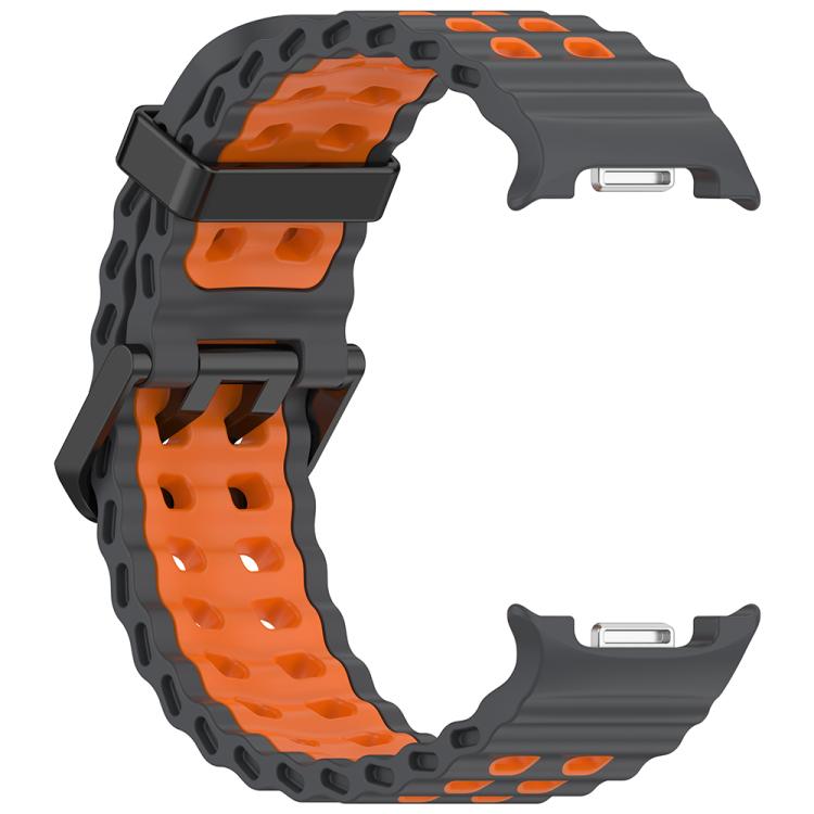 For Samsung Galaxy Watch8 / Watch8 Classic Marine Dual Buckle Two Color Silicone Watch Band