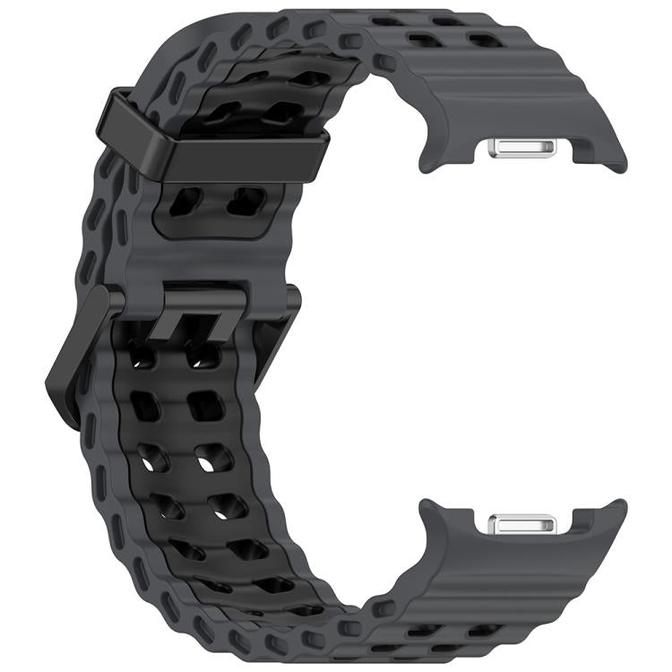 For Samsung Galaxy Watch8 / Watch8 Classic Marine Dual Buckle Two Color Silicone Watch Band