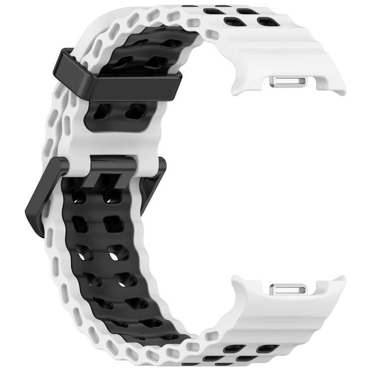 For Samsung Galaxy Watch8 / Watch8 Classic Marine Dual Buckle Two Color Silicone Watch Band