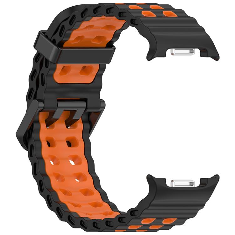 For Samsung Galaxy Watch8 / Watch8 Classic Marine Dual Buckle Two Color Silicone Watch Band